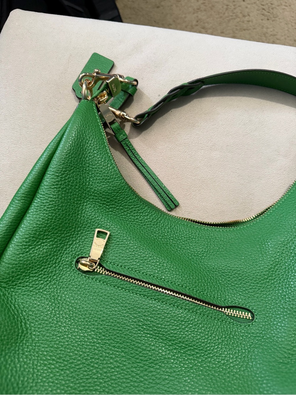 Coach Green Leather Shoulder Hobo with Braided Handle - Picture 5 of 7
